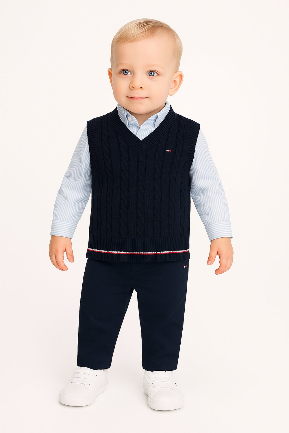 Tommy Hilfiger Gilet Smanicato Neonato Blu Navy – Cotone con Logo