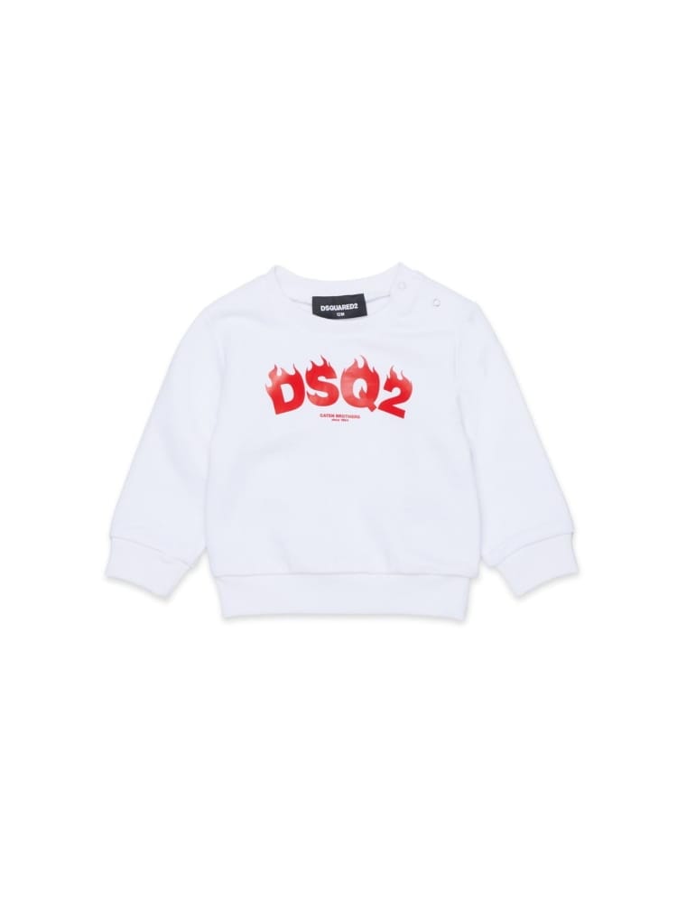 Dsquared felpa infant in cotone bianco con stampa logo Bambino