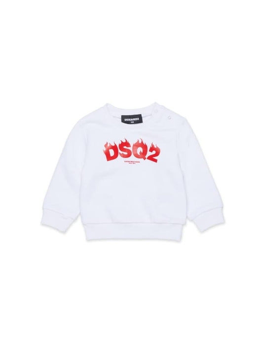 Dsquared felpa infant in cotone bianco con stampa logo Bambino