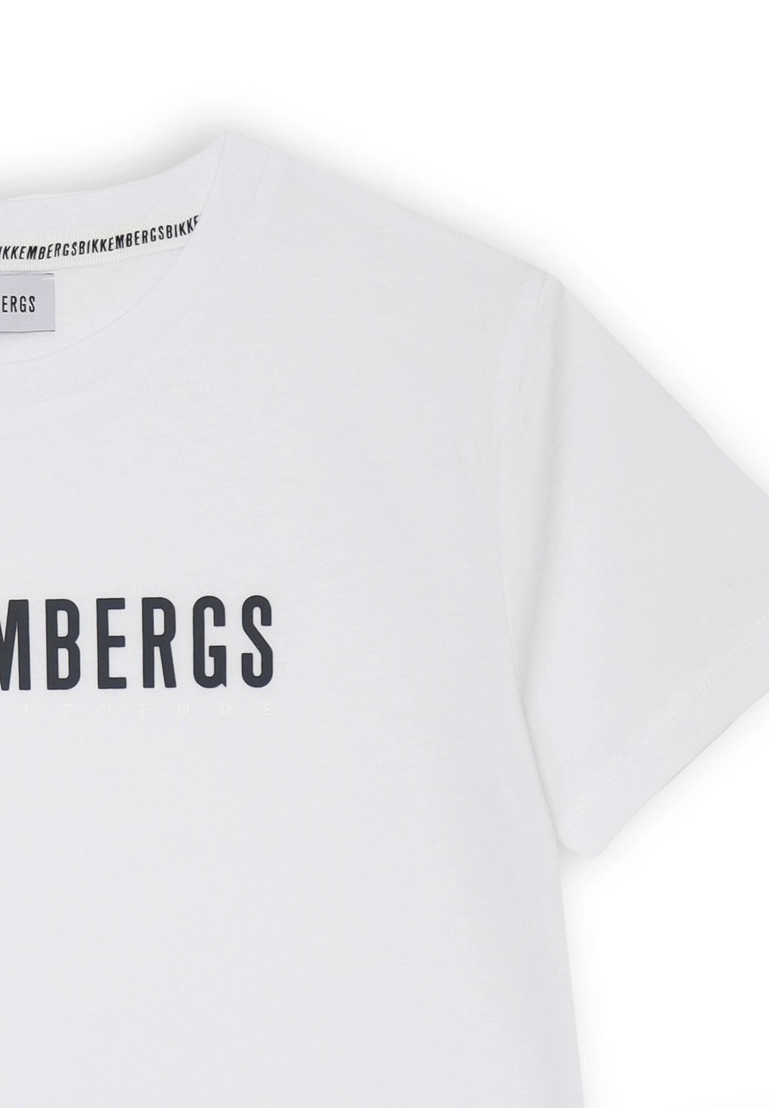 Bikkembergs set children t-shirt off white logo and shorts blue side print | CammarataMode