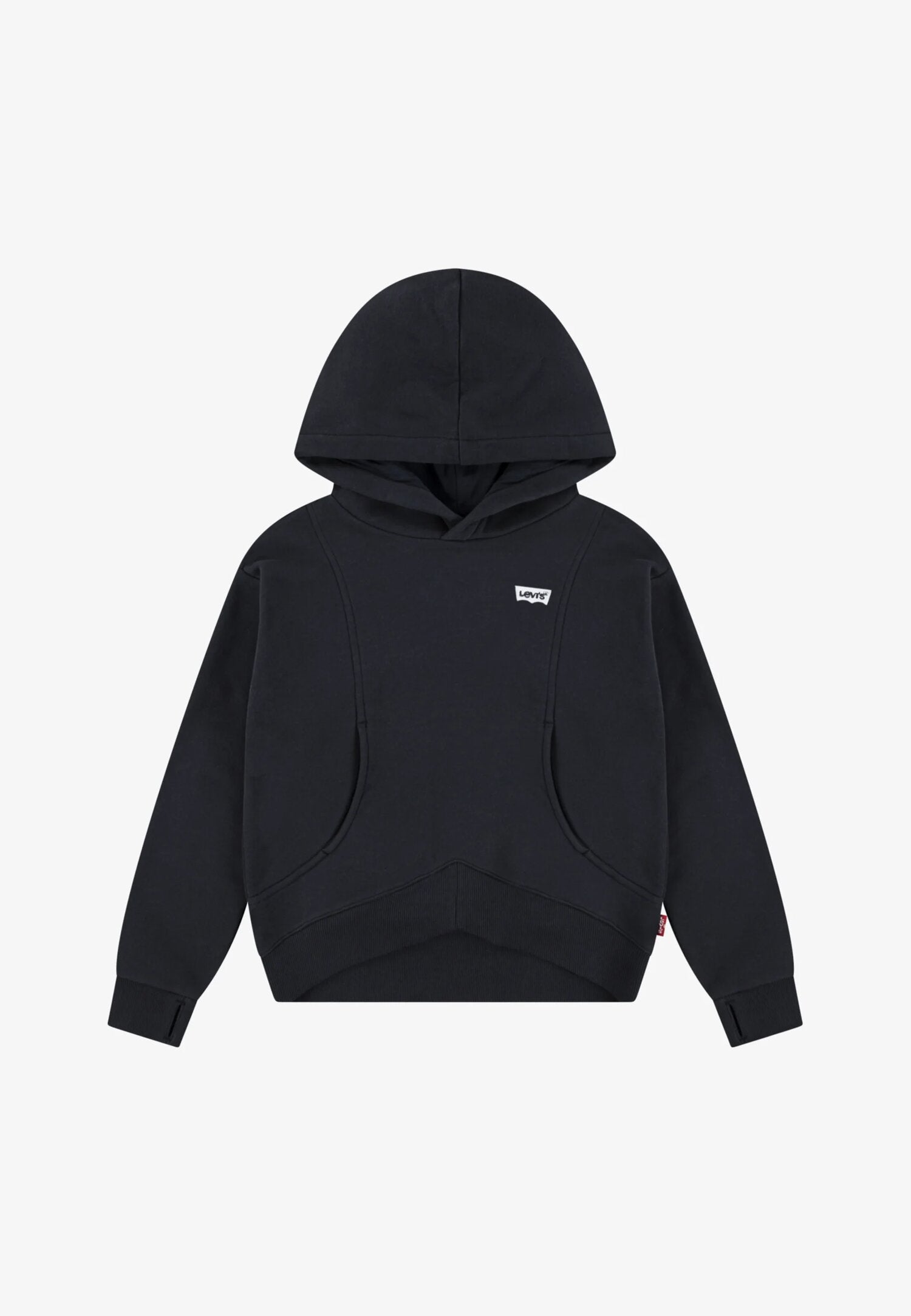 Levi's Felpa Nera Bambina Corta In Cotone Con Cappuccio Scuola AI25