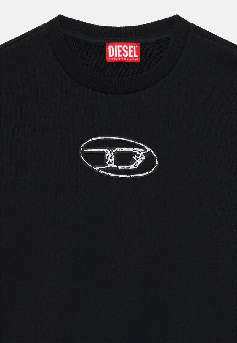 Diesel felpa bambino ragazzo nera girocollo cotone logo stampato - NERO | CammarataMode