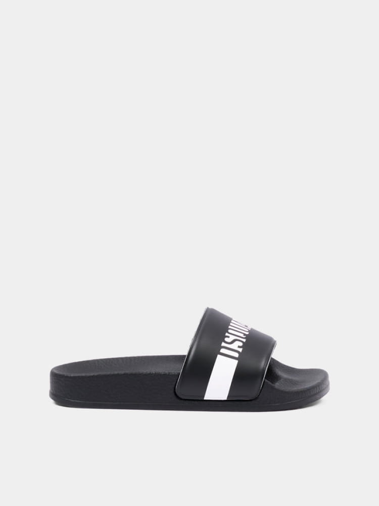 Dsquared ciabatte kids/junior nere con logo lettering in contrasto Bambino