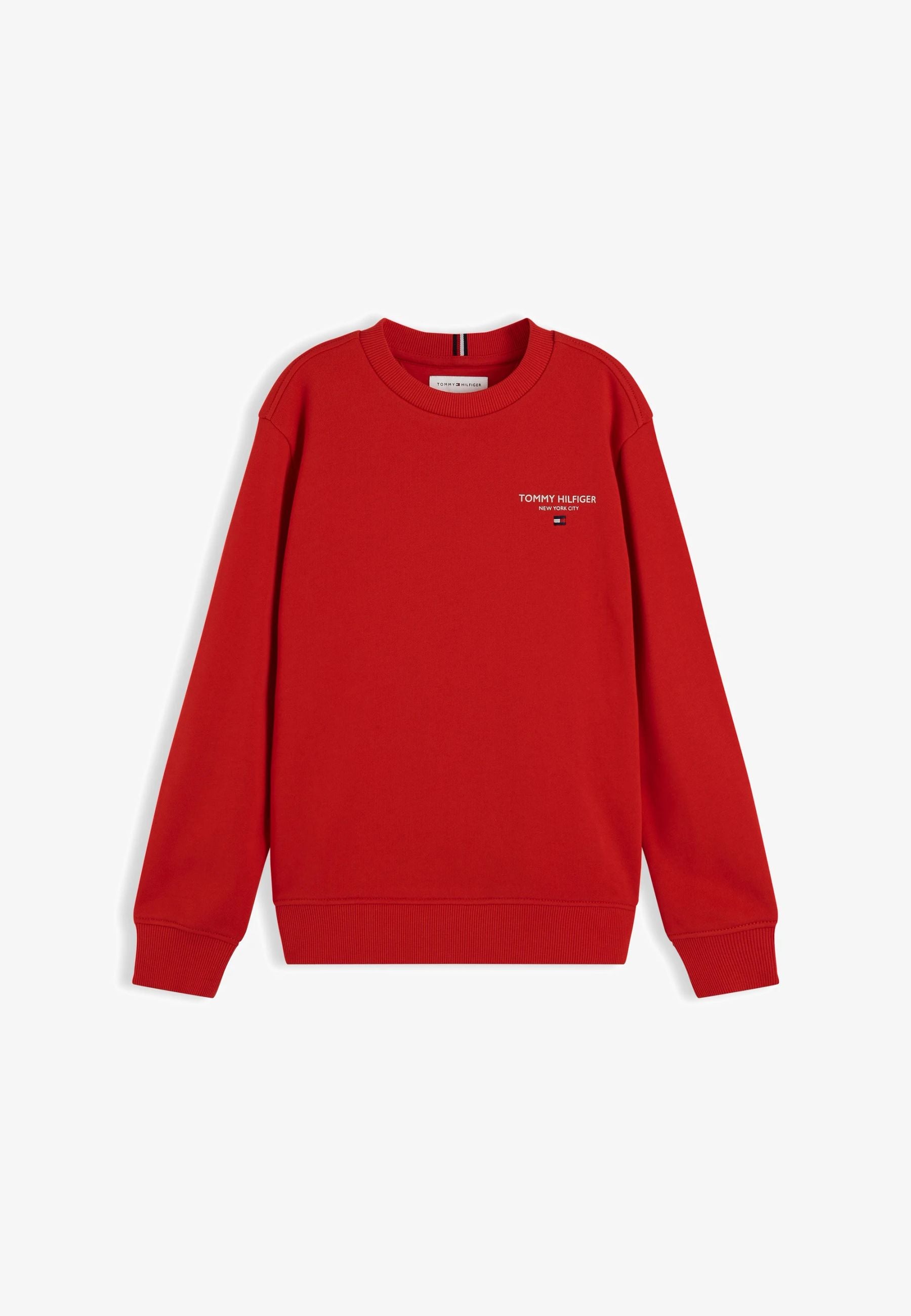 TOMMY HILFIGER Felpa ROSSA A girocollo CON LOGO PICCOLO Bambini e ragazzi kb0kb10766xl7.ro_