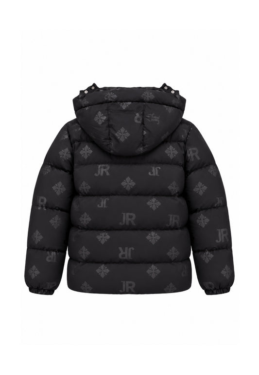 John Richmond giubbotto nero LOGATO CON CAPPUCCIO REMOVIBILE Bambini e ragazzi rba26098pi.ne_