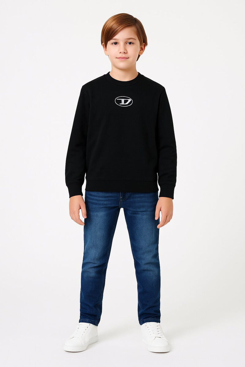 Diesel felpa bambino ragazzo nera girocollo cotone logo stampato - NERO | CammarataMode