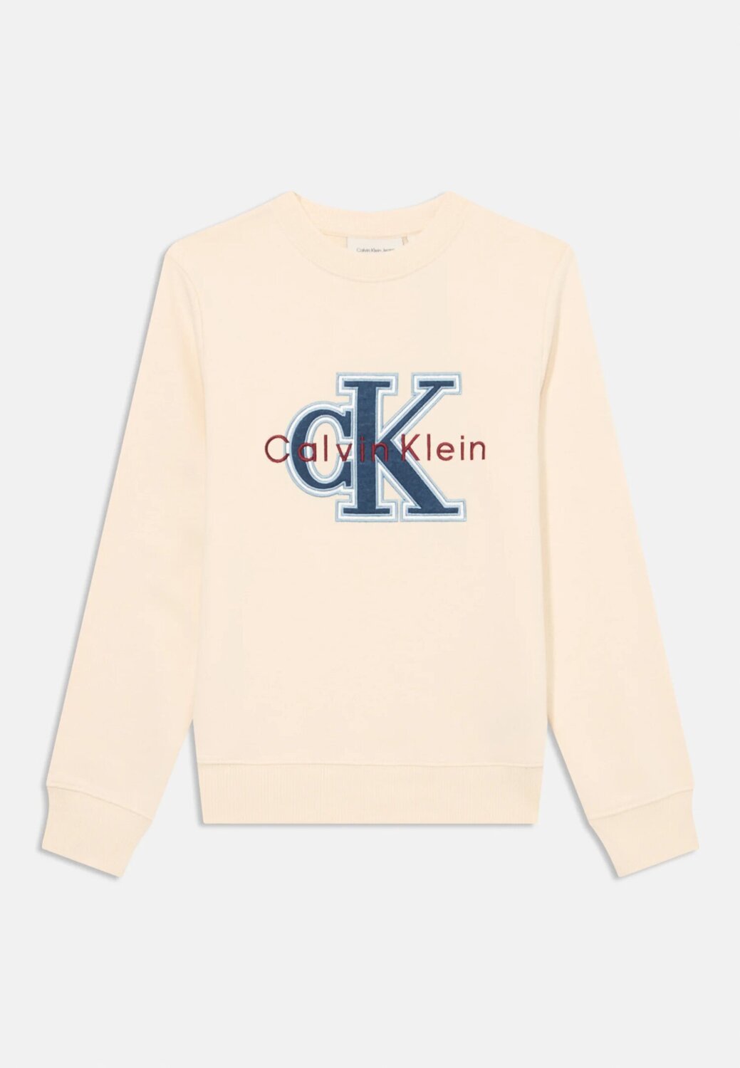 Calvin Klein Felpa Bambino Festive Mono Logo - Bianco Panna
