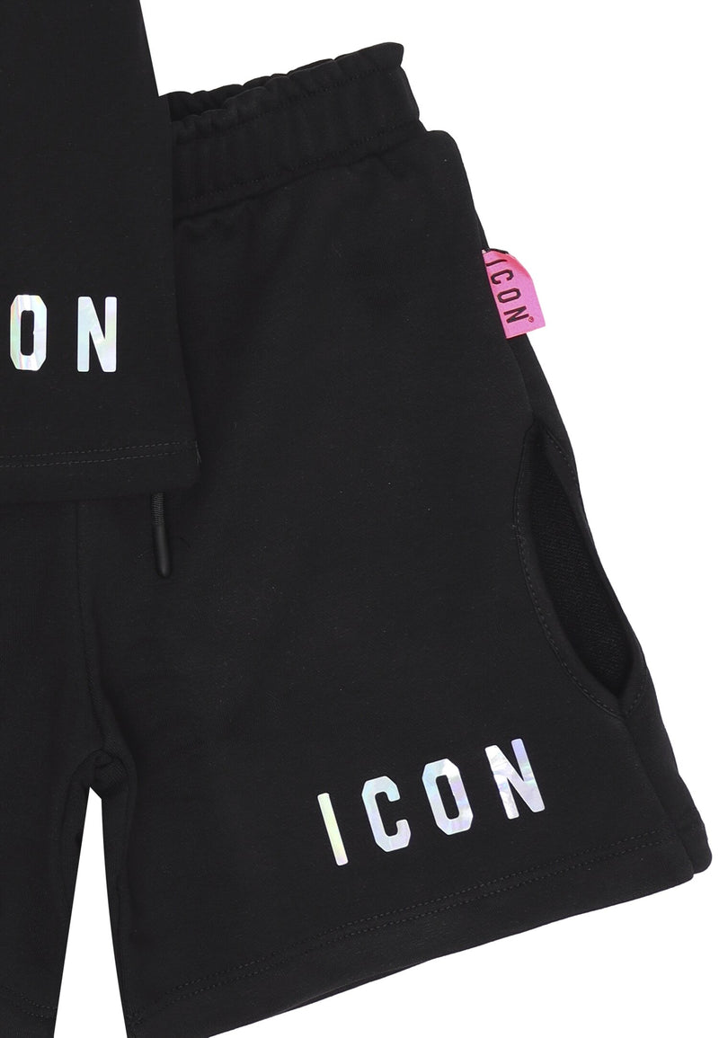 ICON complete black girl 8 16 years porthole t-shirt and iridescent logo - BLACK | CammarataMode