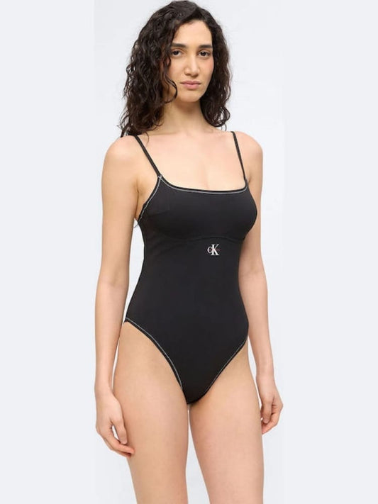 Calvin Klein costume nero donna intero mini logo