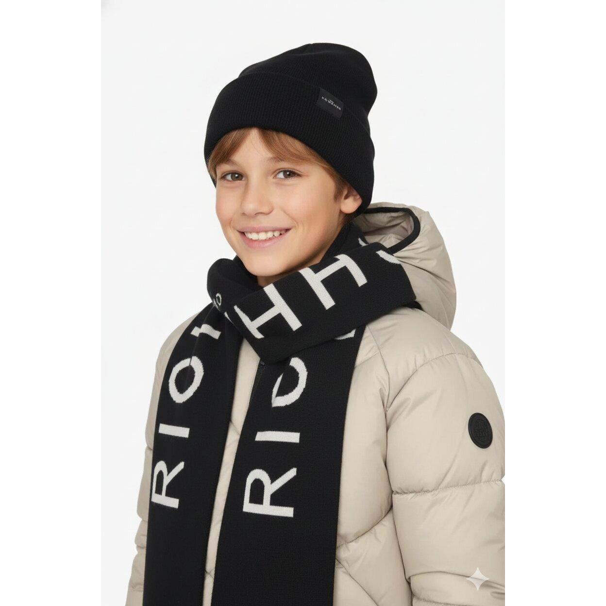 John Richmond Set Cappello e Sciarpa Bambino – Nero con Logo