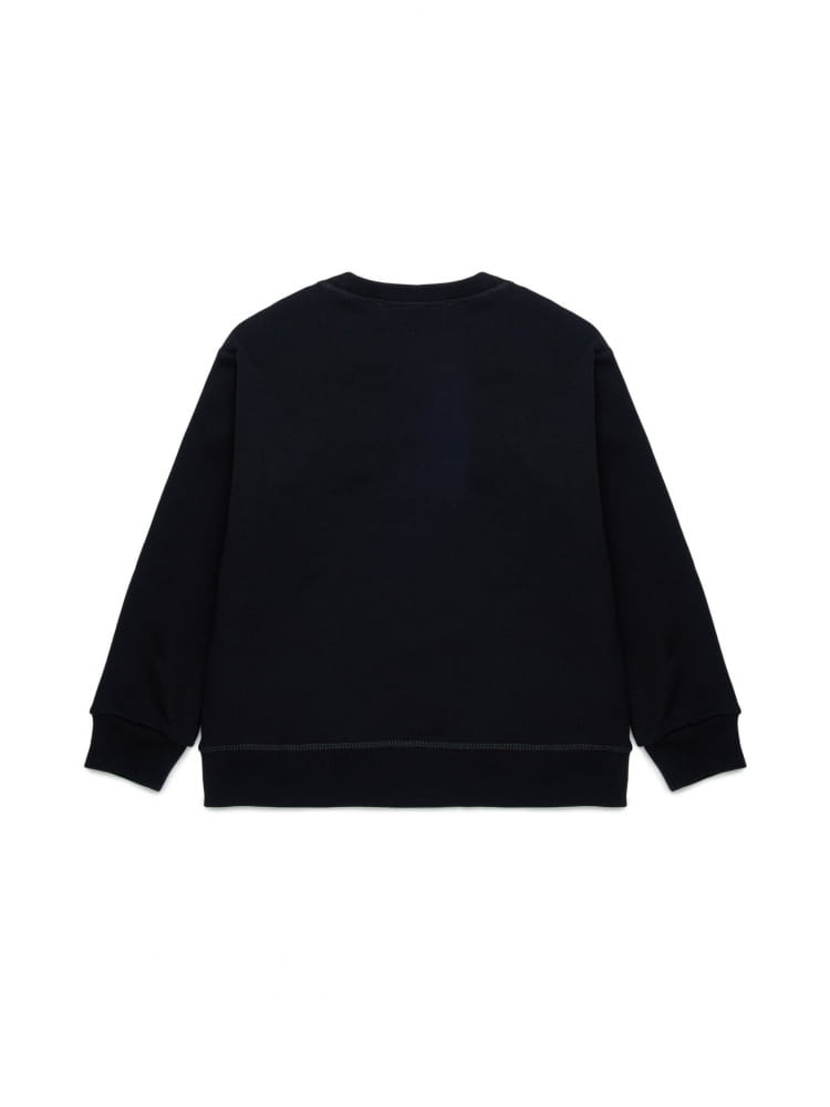 Dsquared felpa kids-junior girocollo nera con mini logo centrale Bambino