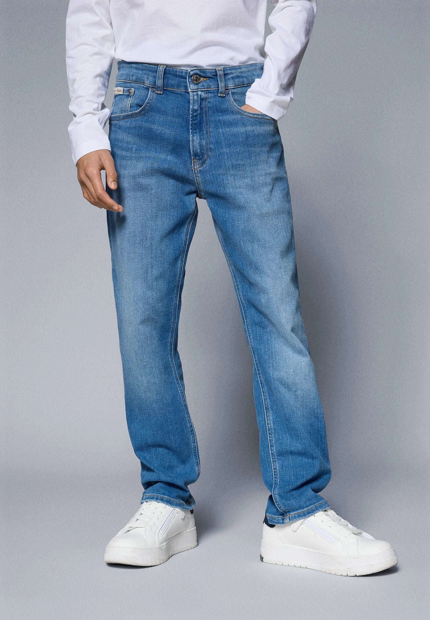 Calvin Klein Jeans Denim Chiaro Bambino Vita Regolabile Quotidiano PE26