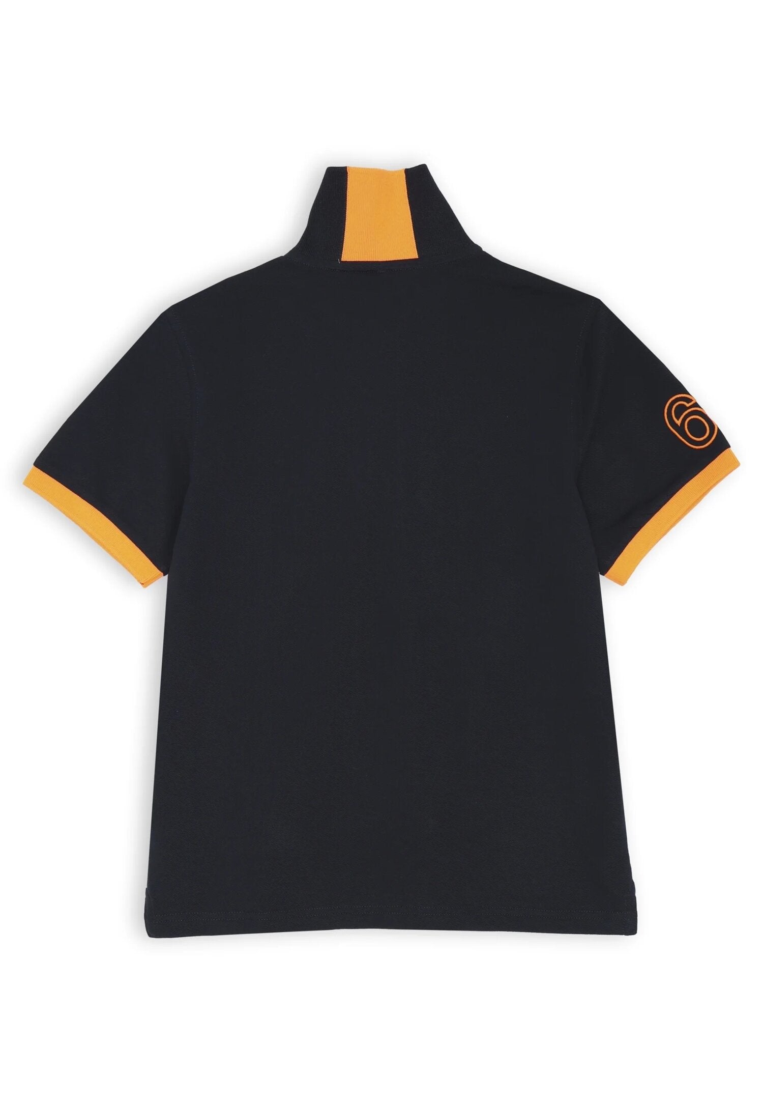 Polo blu Sun68 bambino in cotone con ricami arancioni e maniche corte | CammarataMode