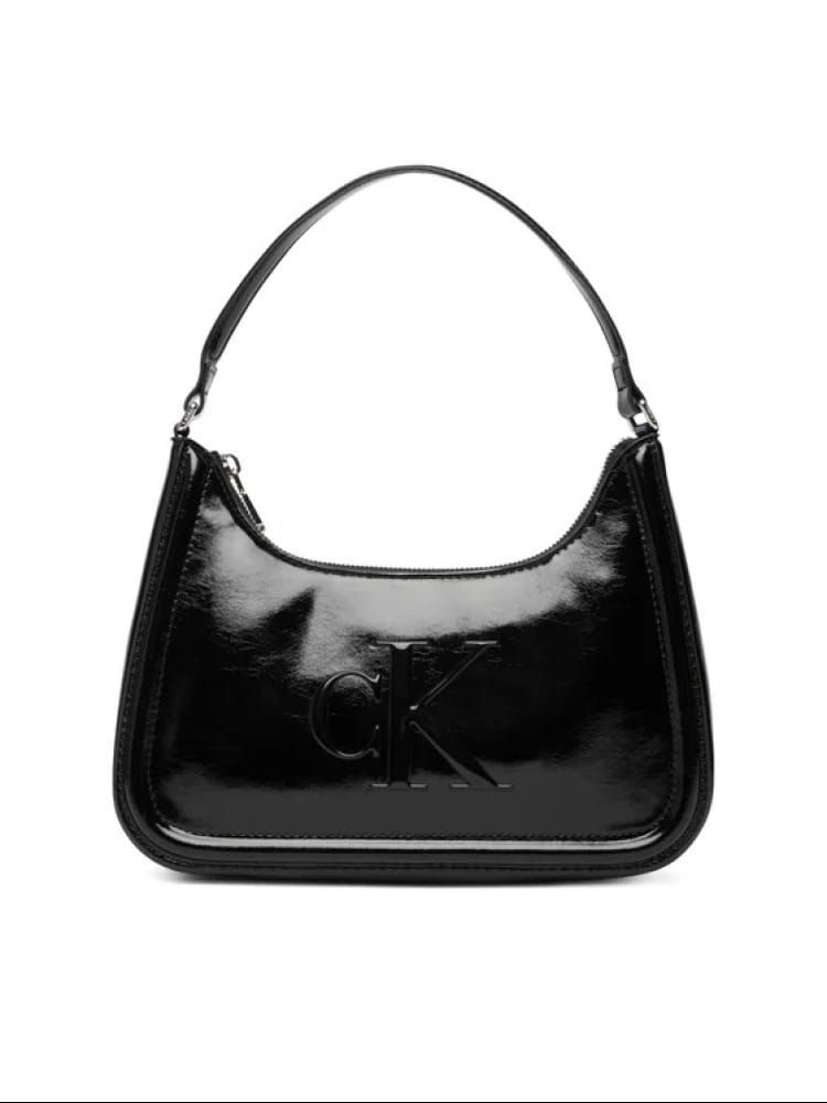 Calvin Klein borsa nera lucida donna maxi logo