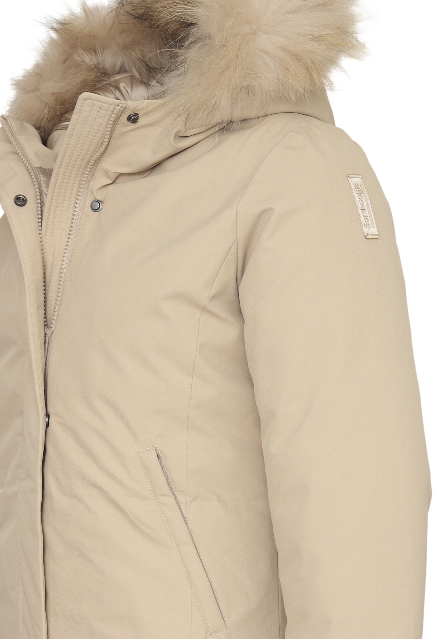 Bomboogie Giubotto Beige Bambina In Tessuto Con Pelliccia Elegante AI25