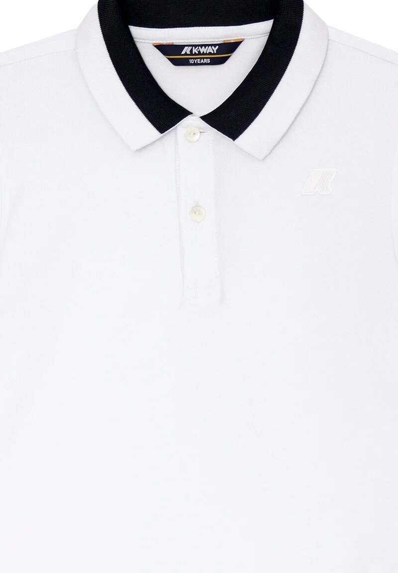 K-Way Polo White Child Kids Junior Contrast Collar - WHITE | CammarataMode