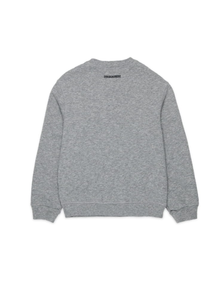 Dsquared felpa kids/junior girocollo grigio con logo applicato Bambino
