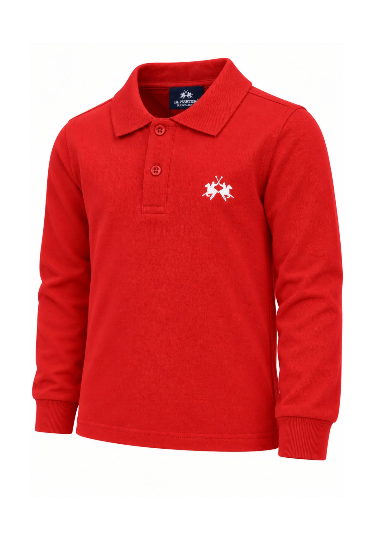 LA MARTINA POLO ROSSA LOGO RICAMATO MANICHE LUNGHE Bambini e ragazzi MAB0356.RO_