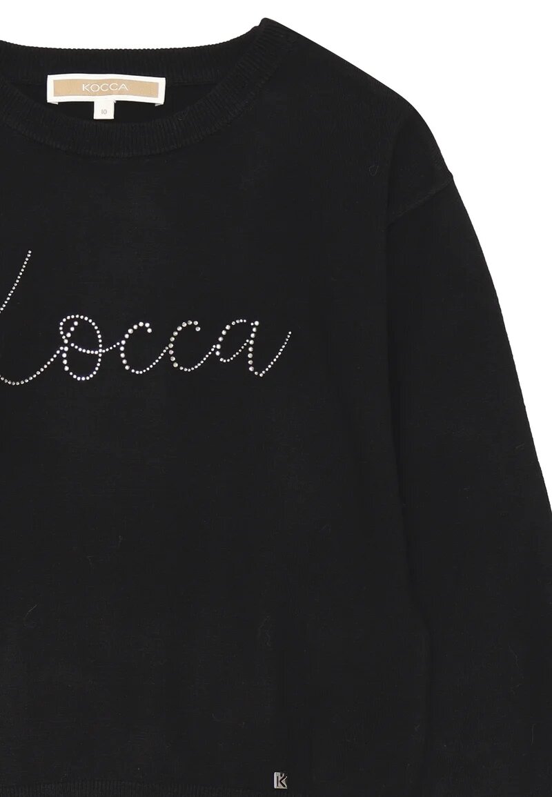 Kocca felpa nera bambina e ragazza con logo luminoso | CammarataMode