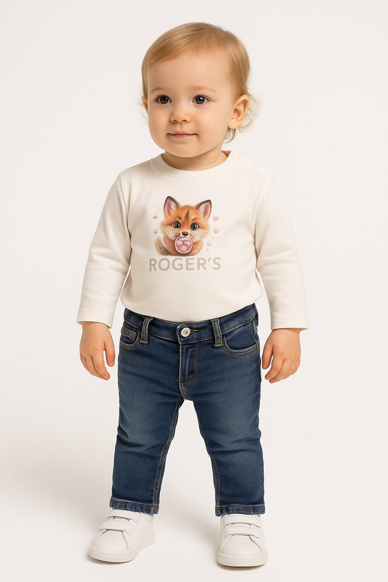 Roy Rogers Maglietta Neonata Fox Manica Lunga - Off White - PANNA | CammarataMode