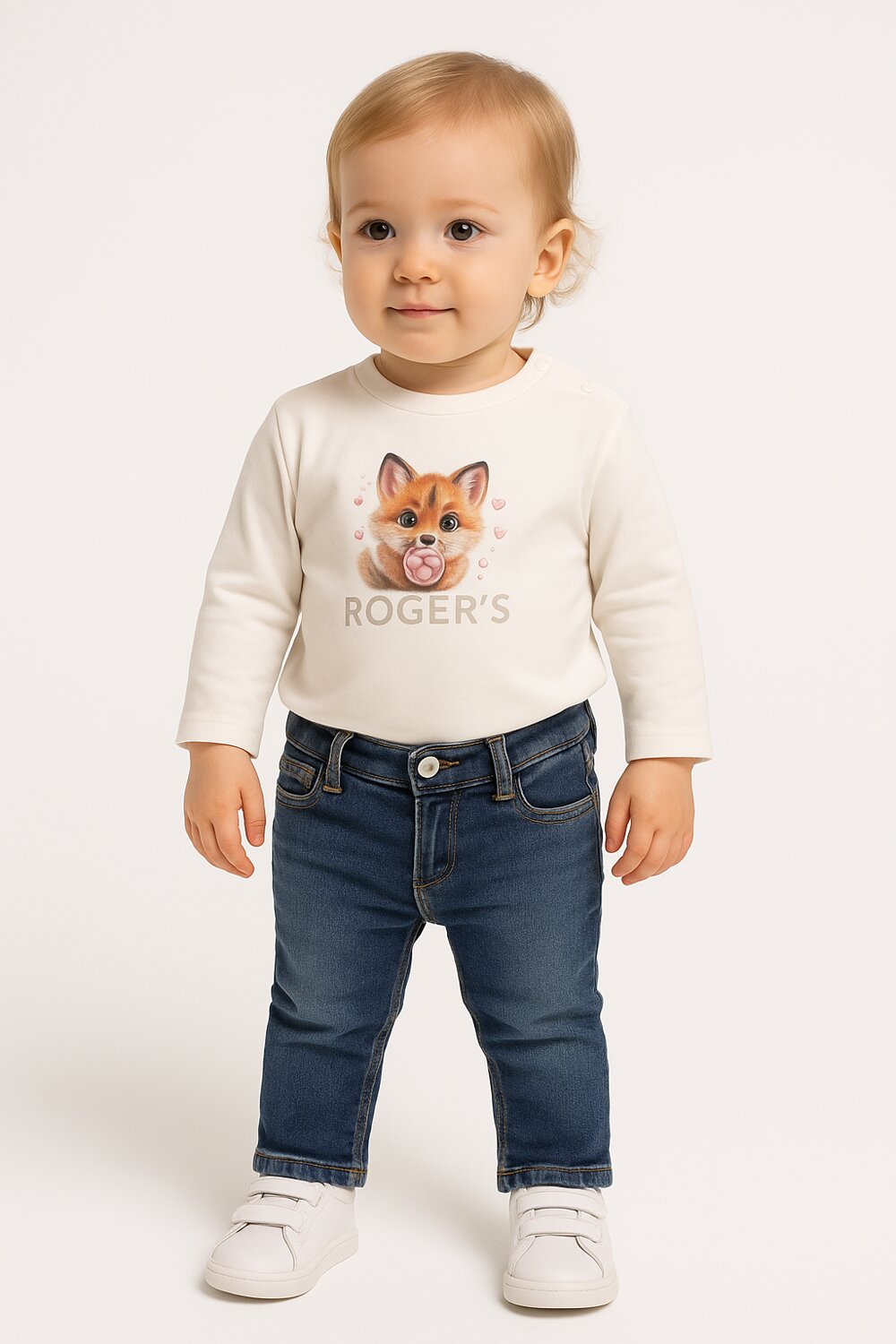 Roy Rogers Maglietta Neonata Fox Manica Lunga - Off White