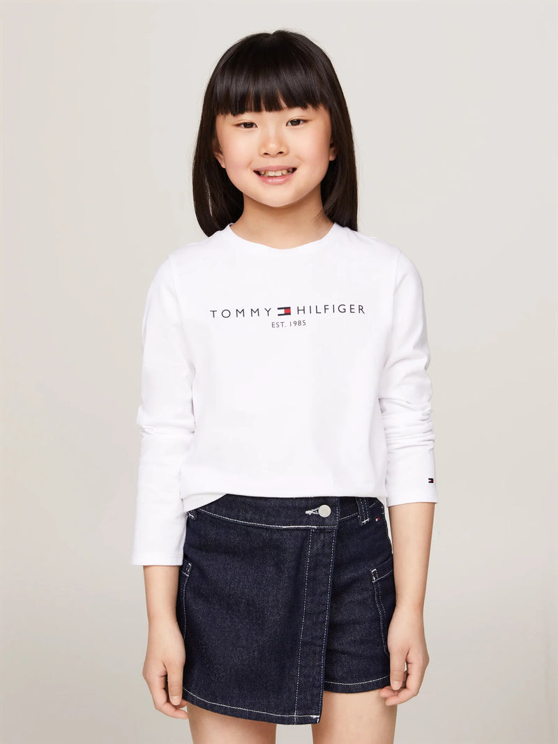Tommy Hilfiger T-Shirt Bianca a Manica Lunga Neonata 9-24 Mesi - BIANCO | CammarataMode