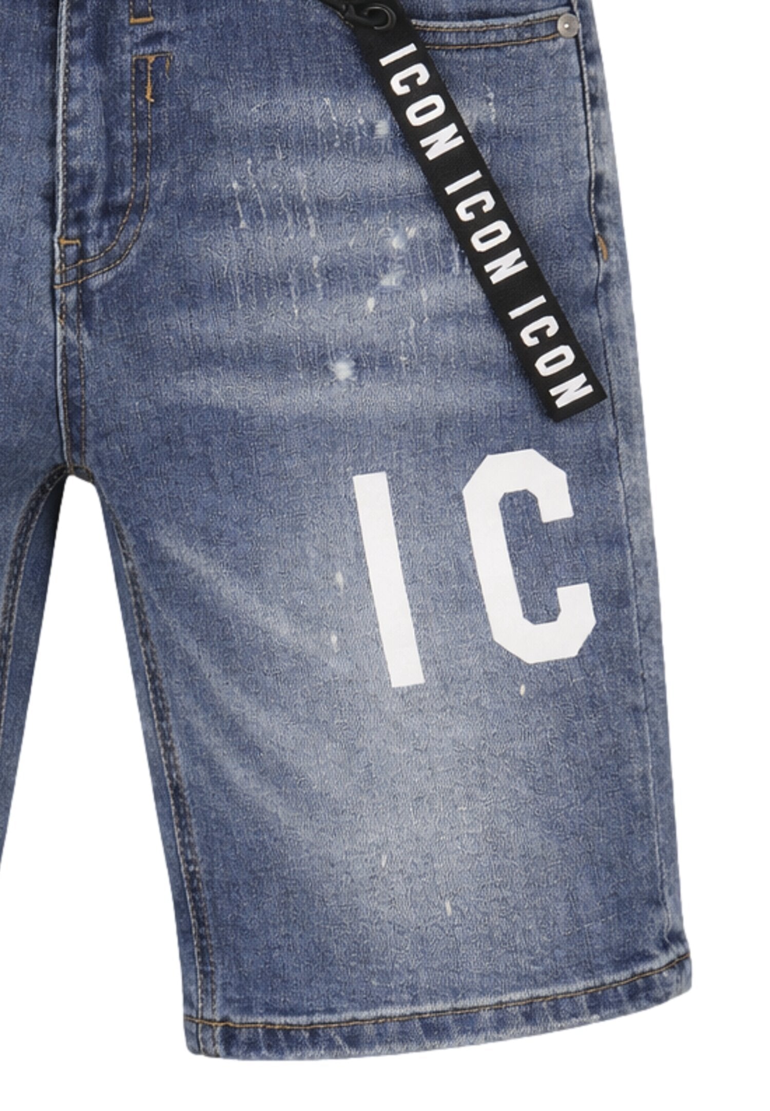 Icon Bermuda Jeans Logo Davanti Bambino Tasche Laterali IBDS001038_