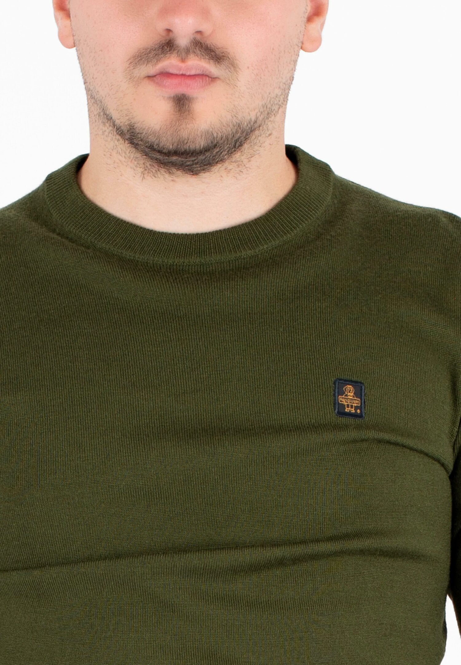 Refrigiwear maglia uomo verde rasata in pura lana girocollo | CammarataMode