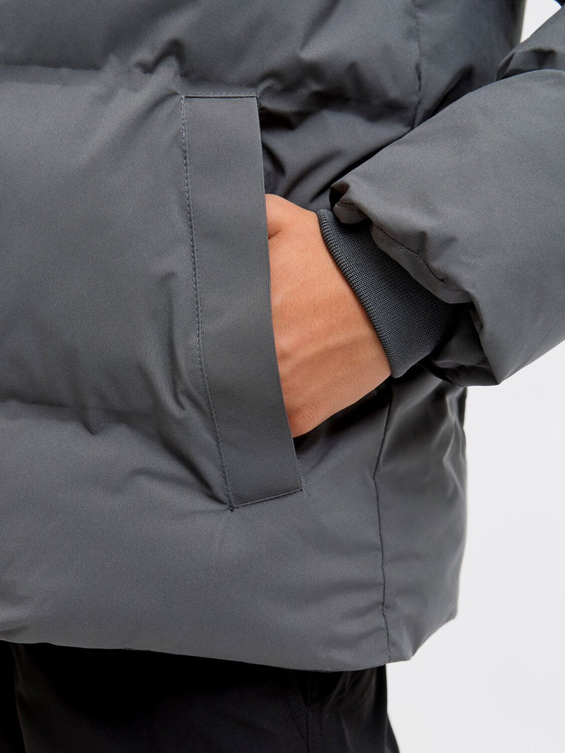 Jack & Jones Junior Giubbotto Grigio Bambino In Nylon Con Cappuccio Invernale