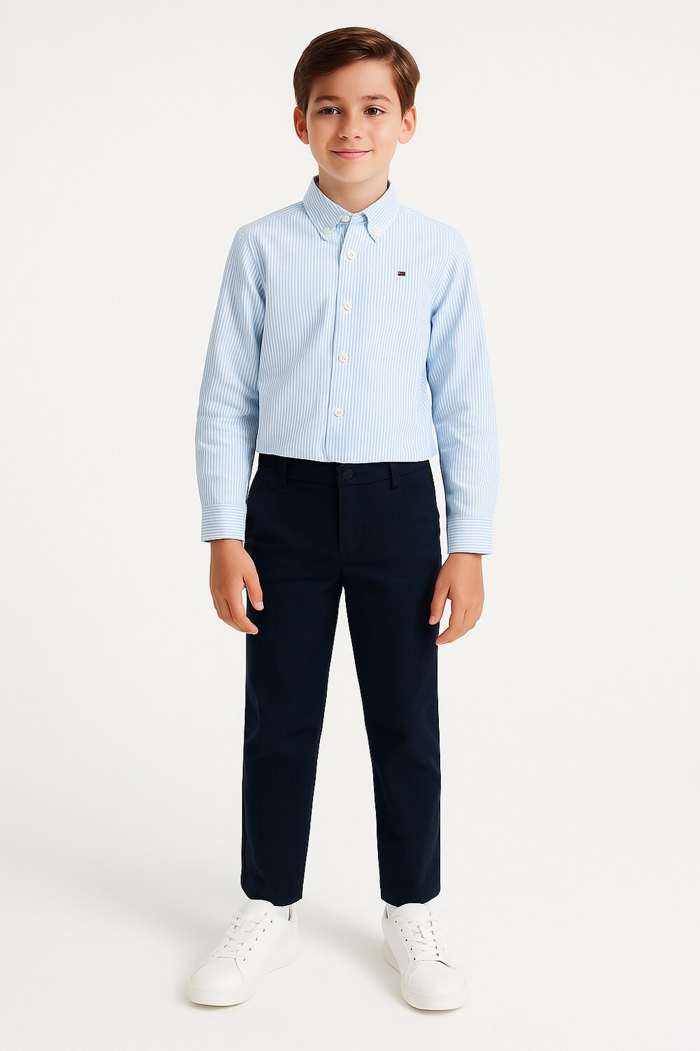 TOMMY HILFIGER – Camicia Bambino a Righe in Cotone Stretch