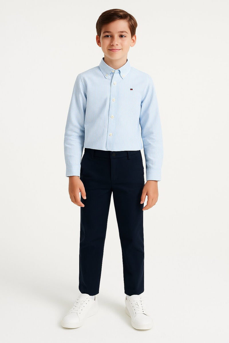 TOMMY HILFIGER – Camicia Bambino a Righe in Cotone Stretch - AZZURRO | CammarataMode