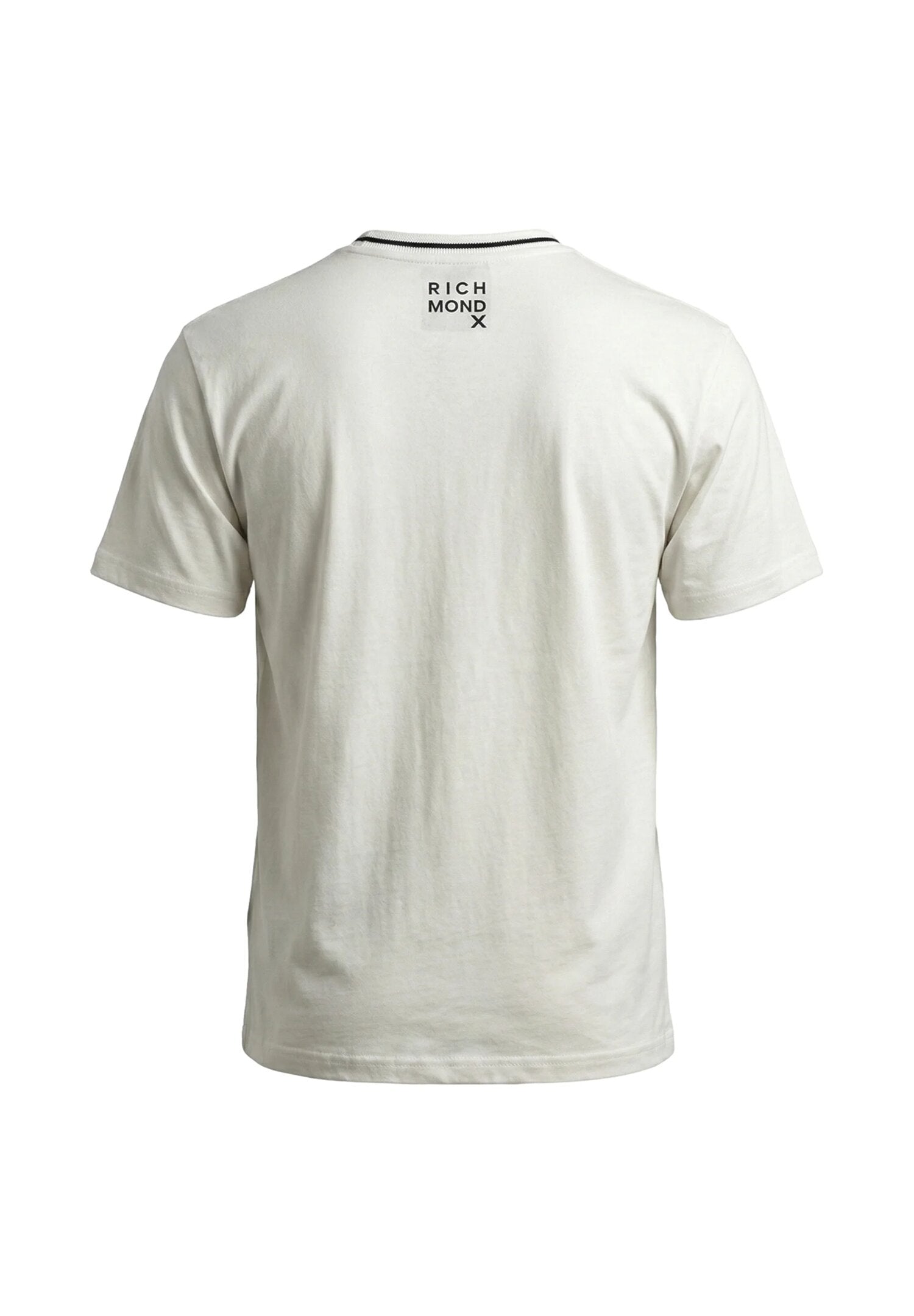 John Richmond Tshirt Panna Con Collo a Contrasto Uomo UMP26335TS_