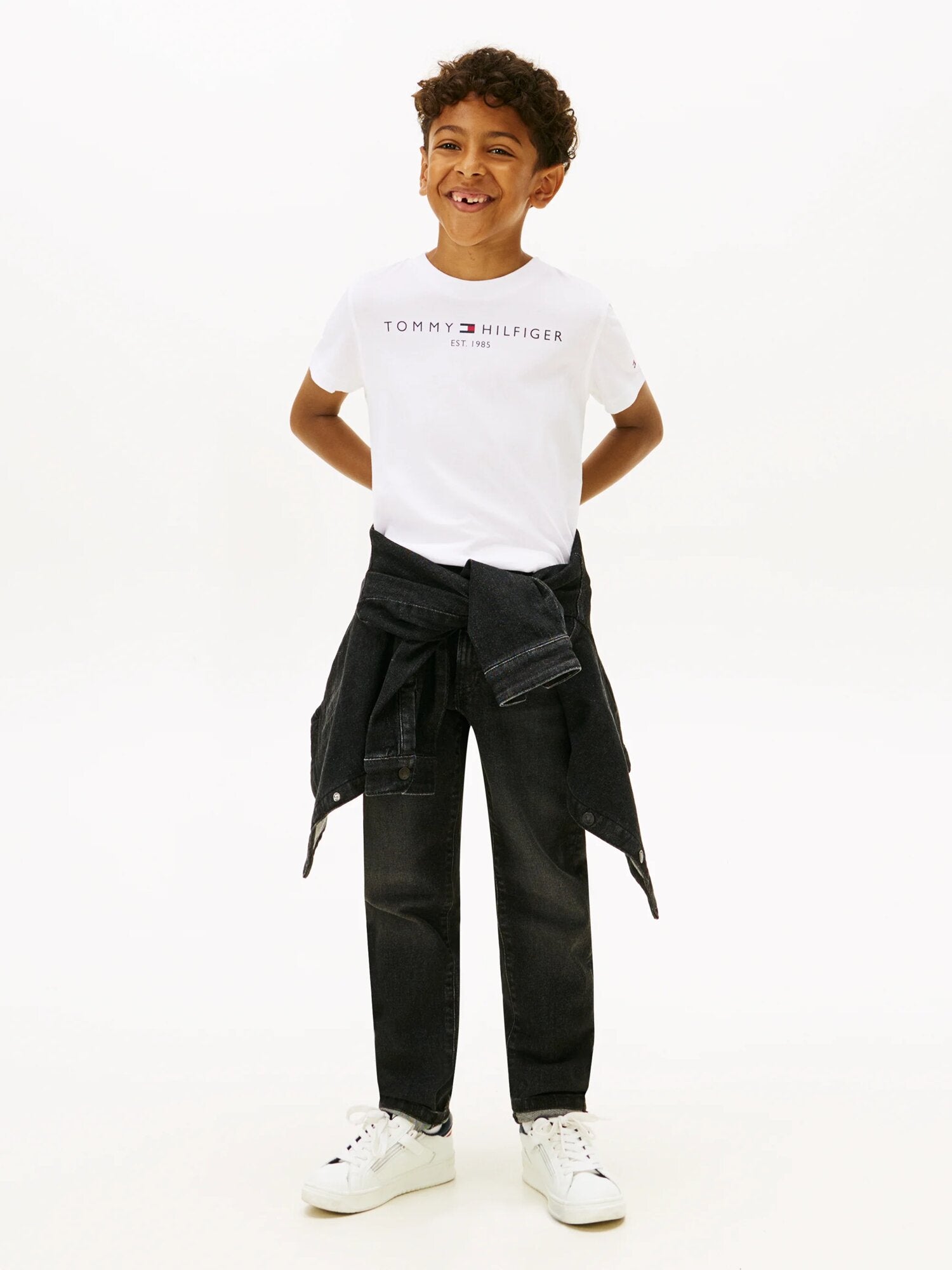 Tommy Hilfiger Tshirt Bianca Ragazzo In Jersey Maniche Corte Quotidiano PE26