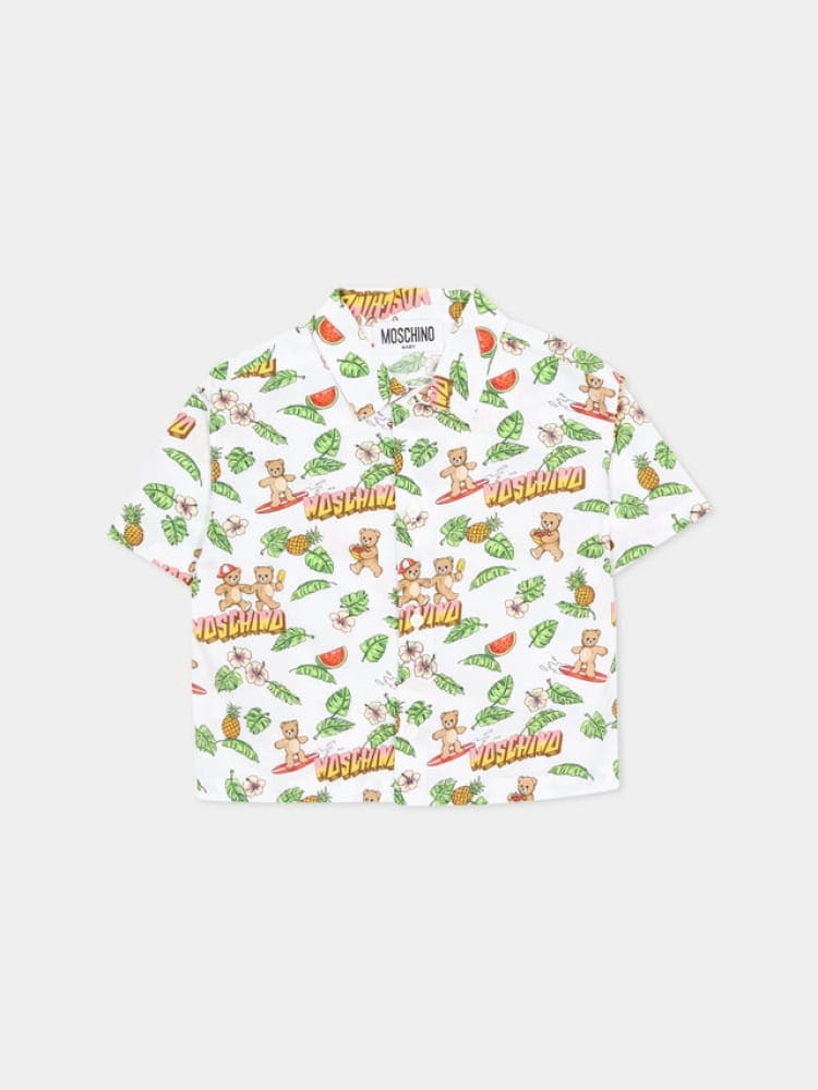 Moschino camicia infant in cotone a fantasia teddy beach Bambino