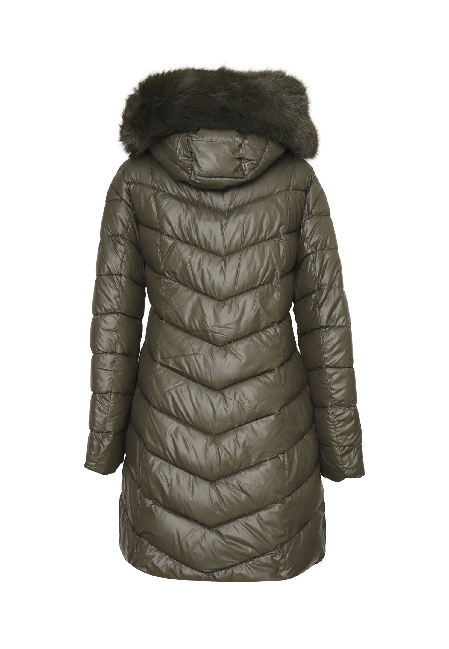 Monte Cervino Giubbotto Verde Donna In Nylon Con Pelliccia Invernale AI25