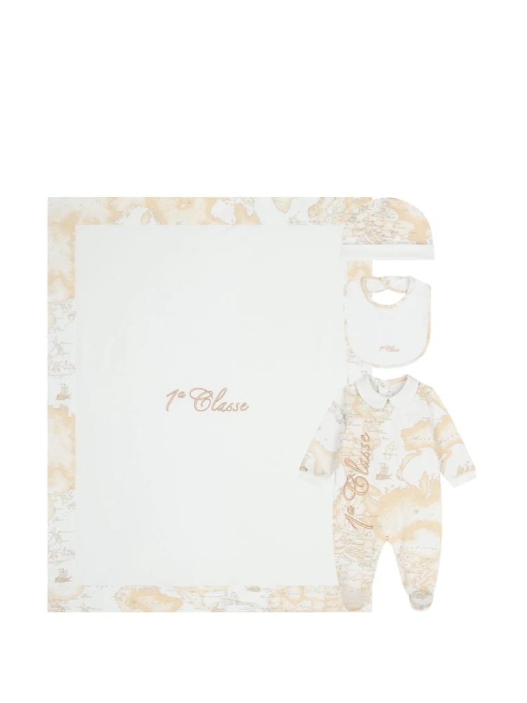 Alviero Martini set beige neonato logo all over