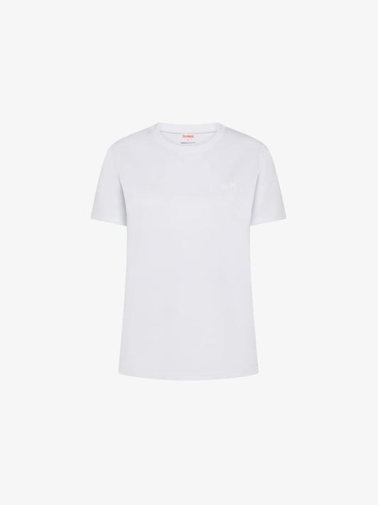 Sun68 tshirt bianca donna logo con strass