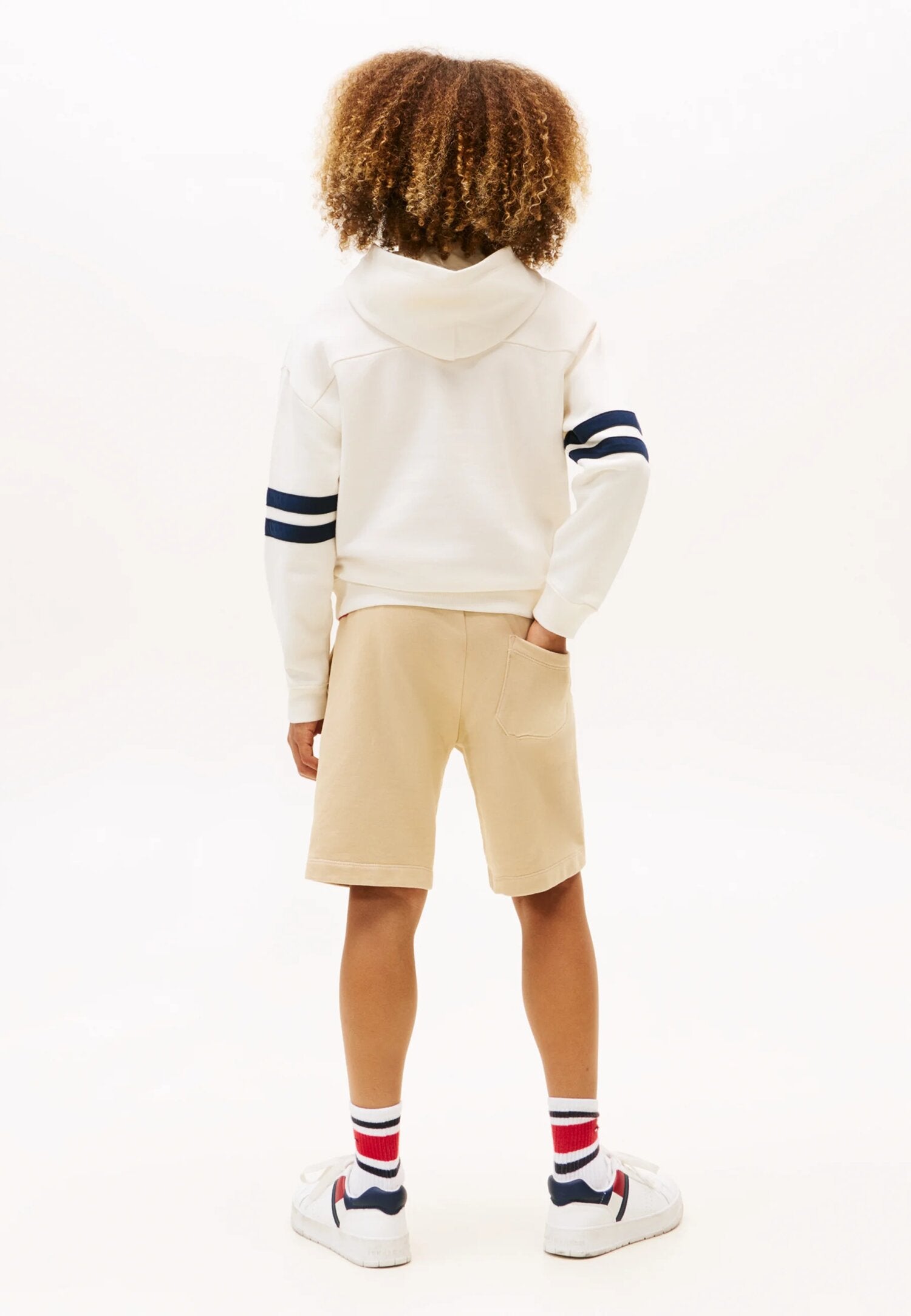 TOMMY HILFIGER – Felpa con Cappuccio Bambino in Cotone con Logo Grafico e Bande