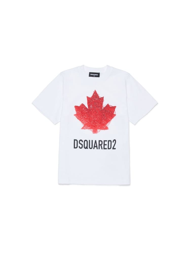 Dsquared t-shirt kids junior in cotone bianco con logo Bambino