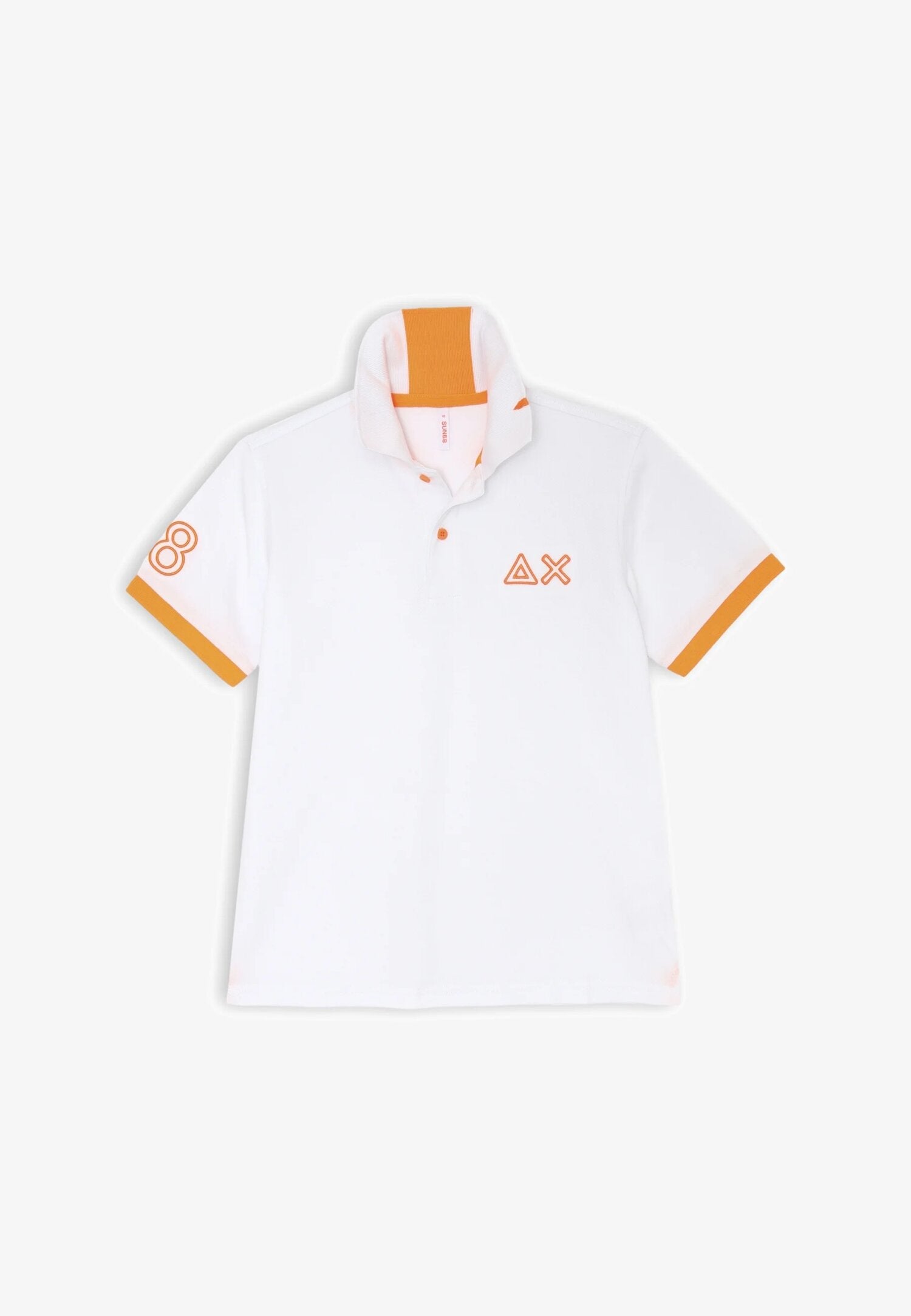 Polo bianca Sun68 bambino in cotone con dettagli arancioni e ricamo logo | CammarataMode