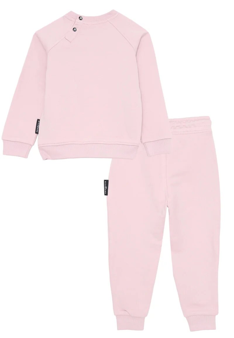 John Richmond Tuta Rosa Glitter Neonata In Cotone Girocollo Sportivo AI25