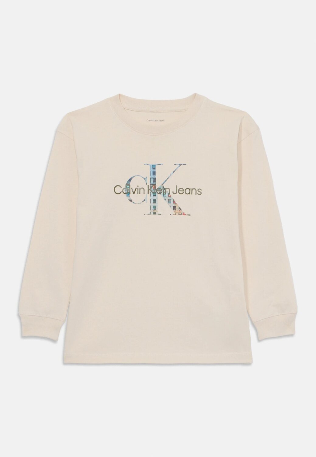Calvin Klein t-Shirt Panna Bambino In Cotone Girocollo Sportivo AI25