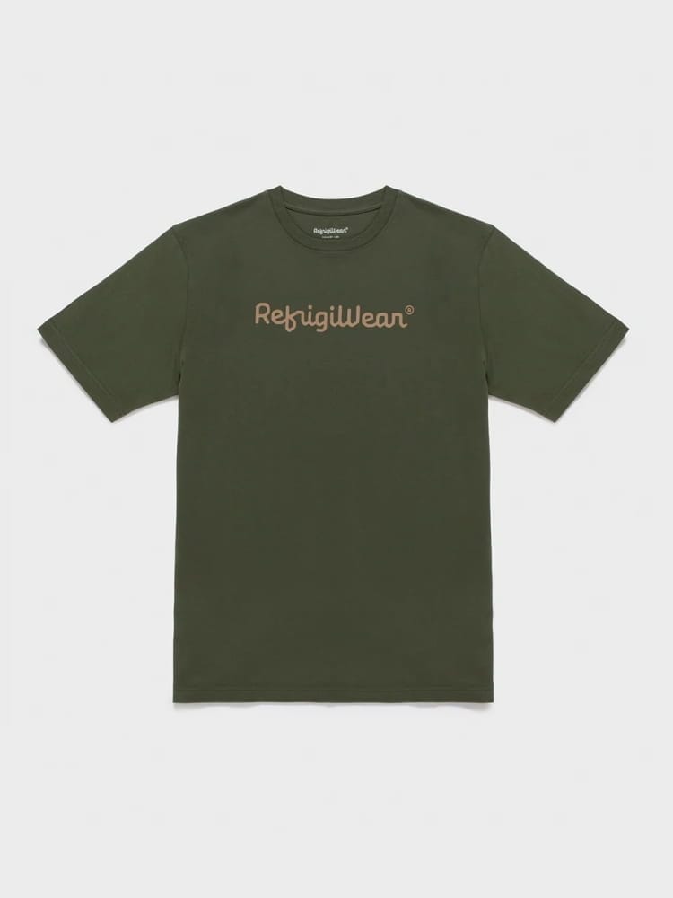 Refrigiwear tshirt verde scuro uomo logo lettering