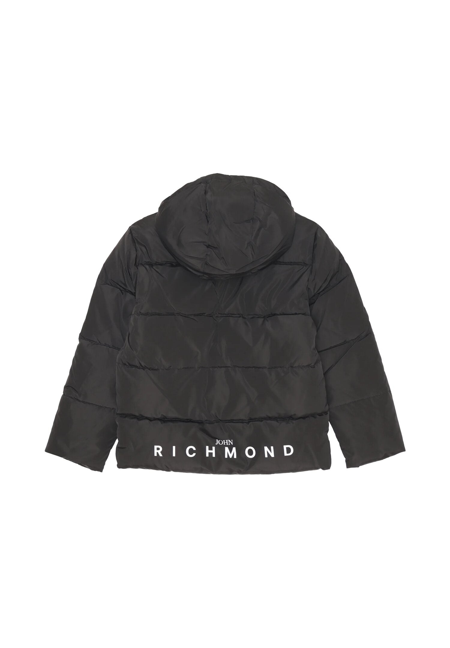 John Richmond Giubbotto Bomber Nero Bambino In Poliestere Con Cappuccio Scuola