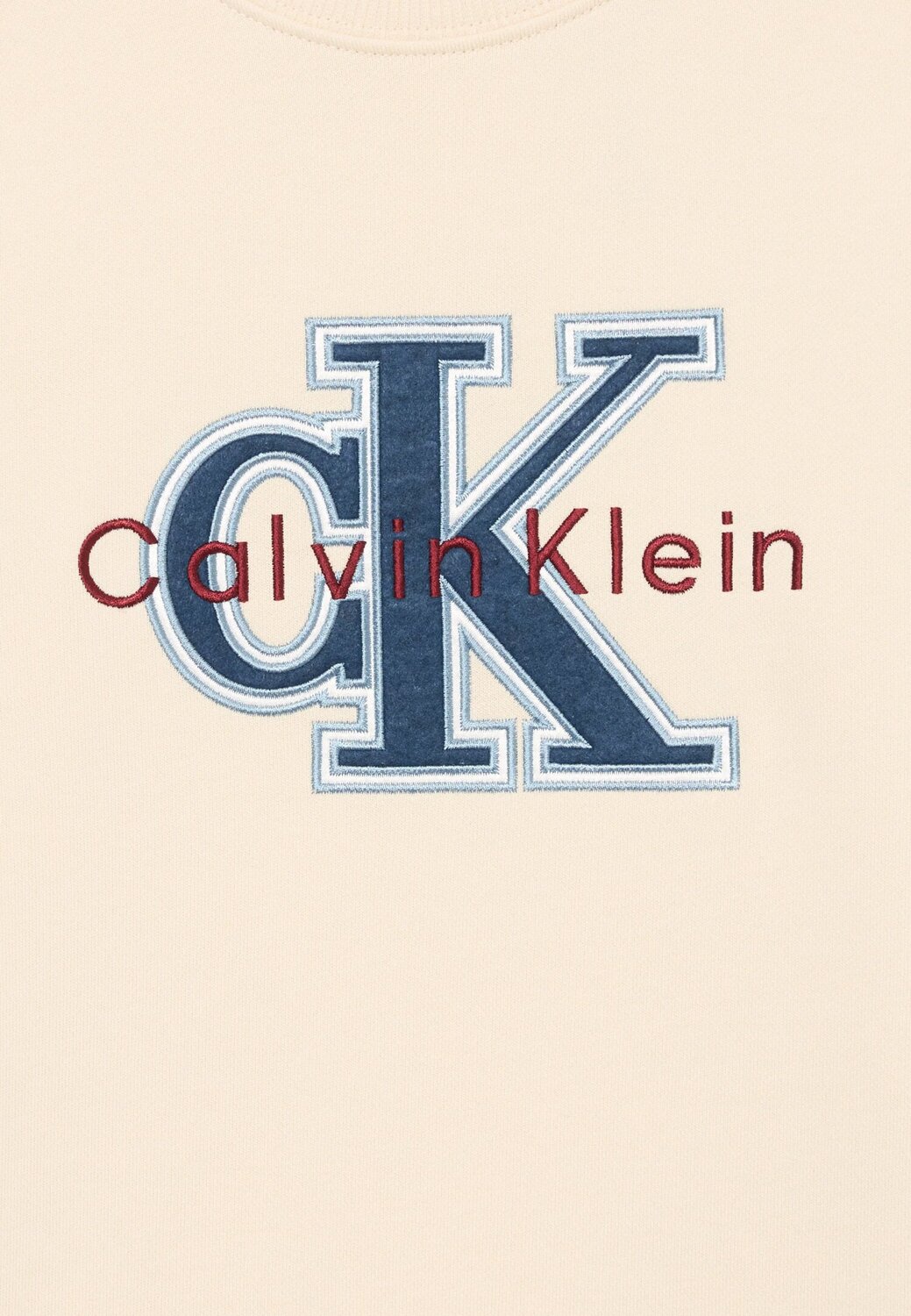 Calvin Klein Felpa Bambino Festive Mono Logo - Bianco Panna