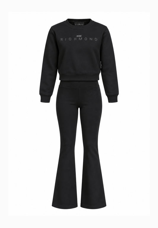 John Richmond completo nero con felpa crop e leggings Bambine e ragazze rga26085fe.ne_