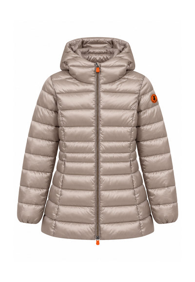 Save the Duck GIUBBOTTO BEIGE SAGOMATO LUNGO CON CAPPUCCIO Bambine e ragazze 09-J47300G.BEIGE_