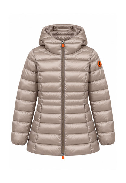 Save the Duck GIUBBOTTO BEIGE SAGOMATO LUNGO CON CAPPUCCIO Bambine e ragazze 09-J47300G.BEIGE_
