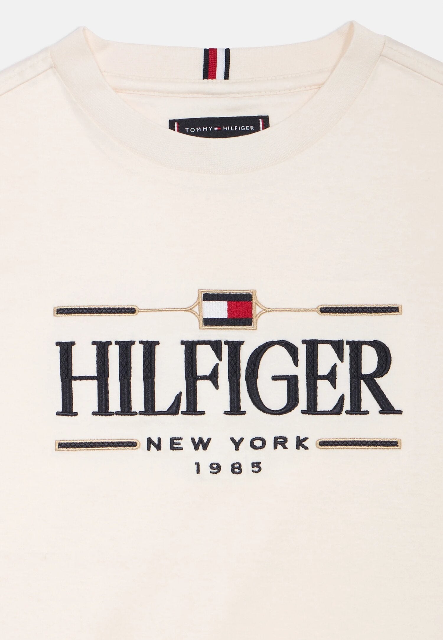 Tommy Hilfiger Tshirt Panna Bambino Girocollo Sportivo In Cotone KB0KB10360YB