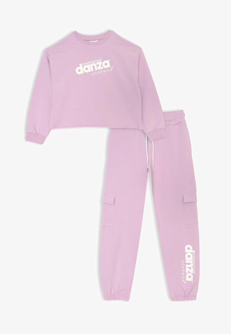 Purple Danza Size Fleece Set with Logo for Baby Girls - LILAC | CammarataMode